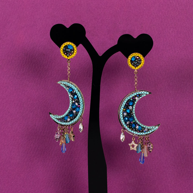 Shining Blue Moon Earrings