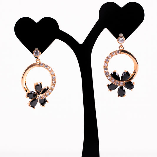 Rosegold-toned Flower Loop Earrings