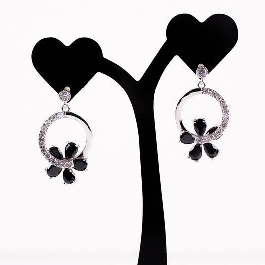 Silver-toned Flower Loop Earrings