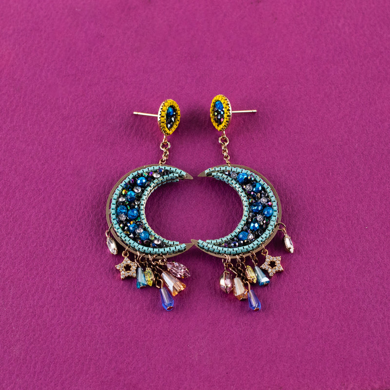 Shining Blue Moon Earrings