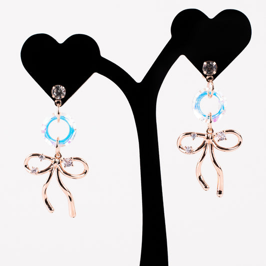 Shining Rose Gold Bow Earrings