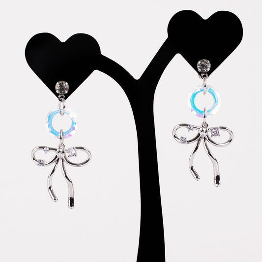 Shining Silver Bow Earrings