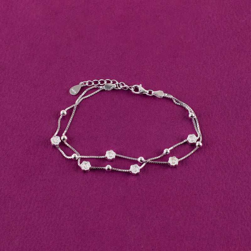 Silver 925 - Two Strand Rose Bracelet