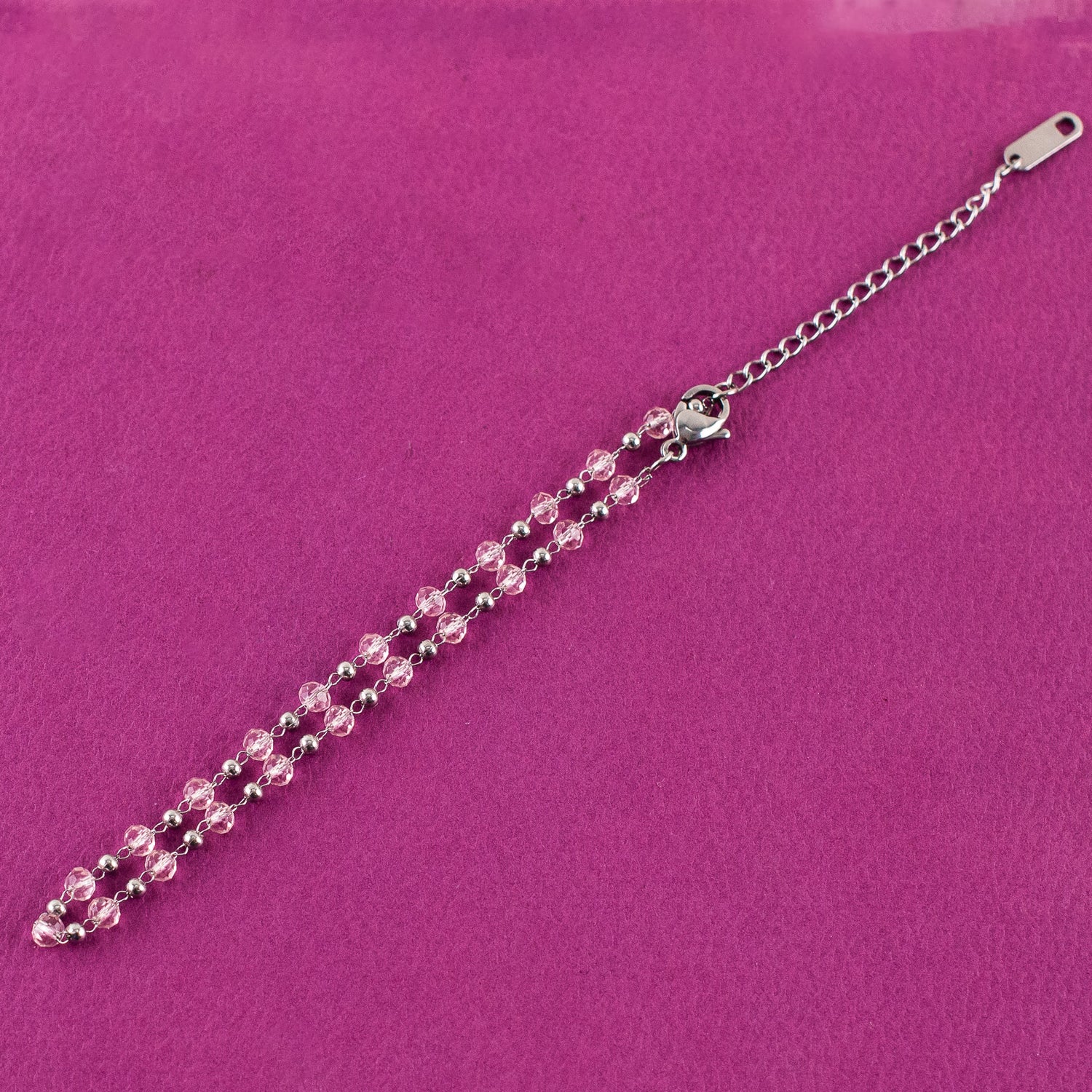 Pink Beads and Chain Anklet