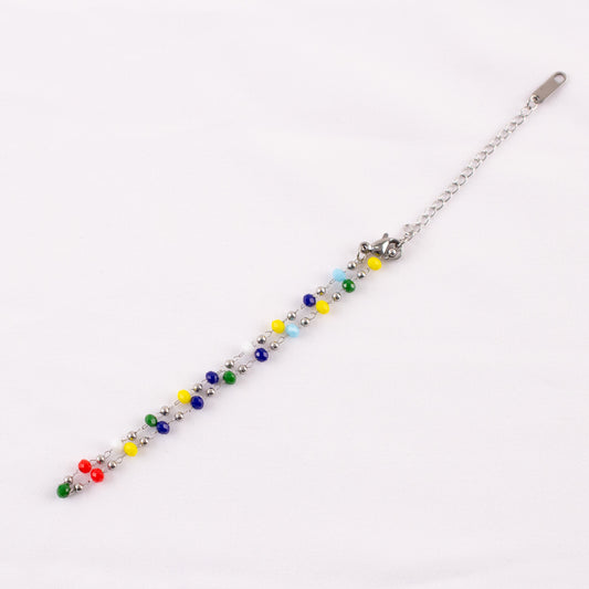 Multi-colored Beads and Chain Anklet