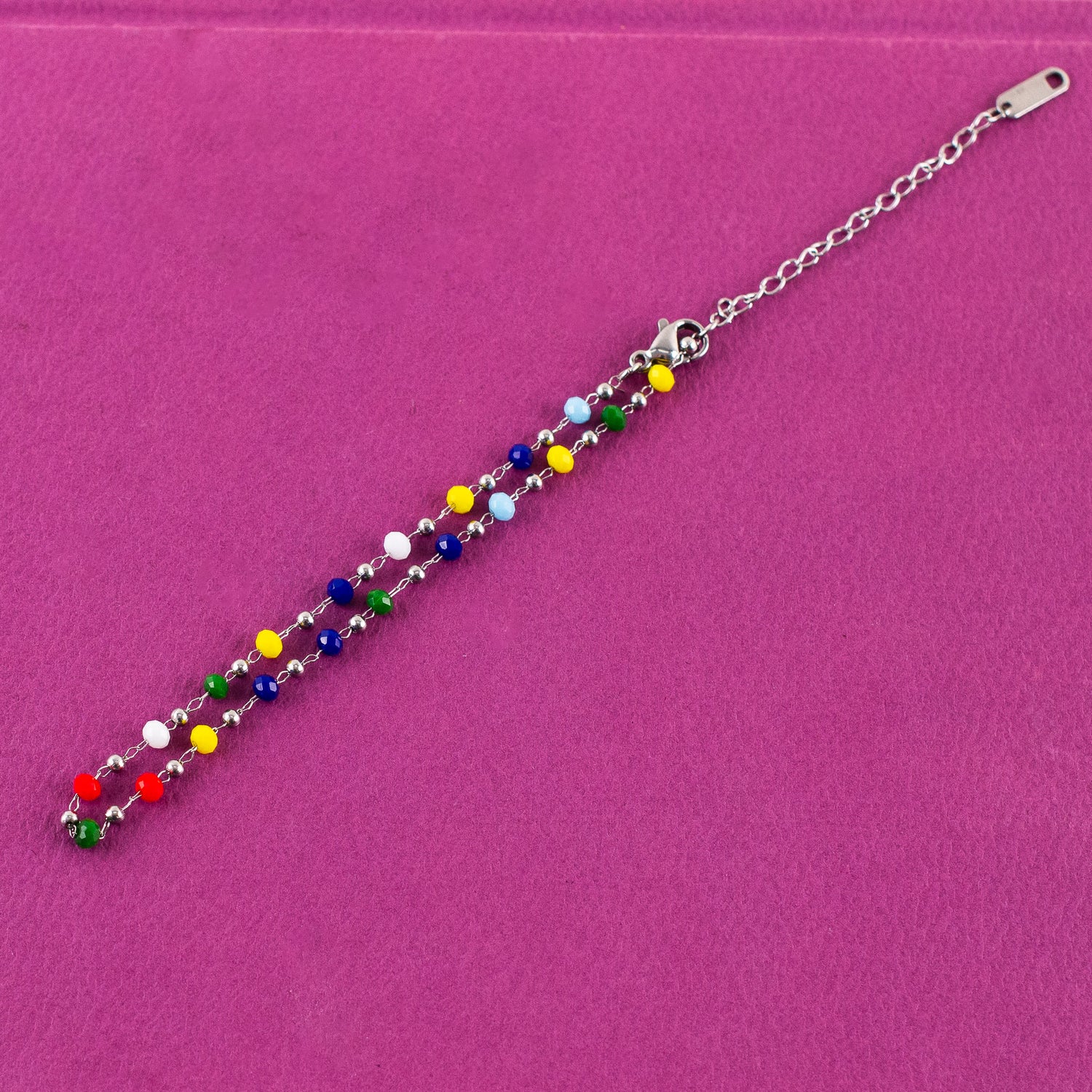 Multi-colored Beads and Chain Anklet