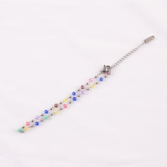 Pastel Beads and Chain Anklet