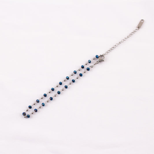 Blue Beads and Chain Anklet