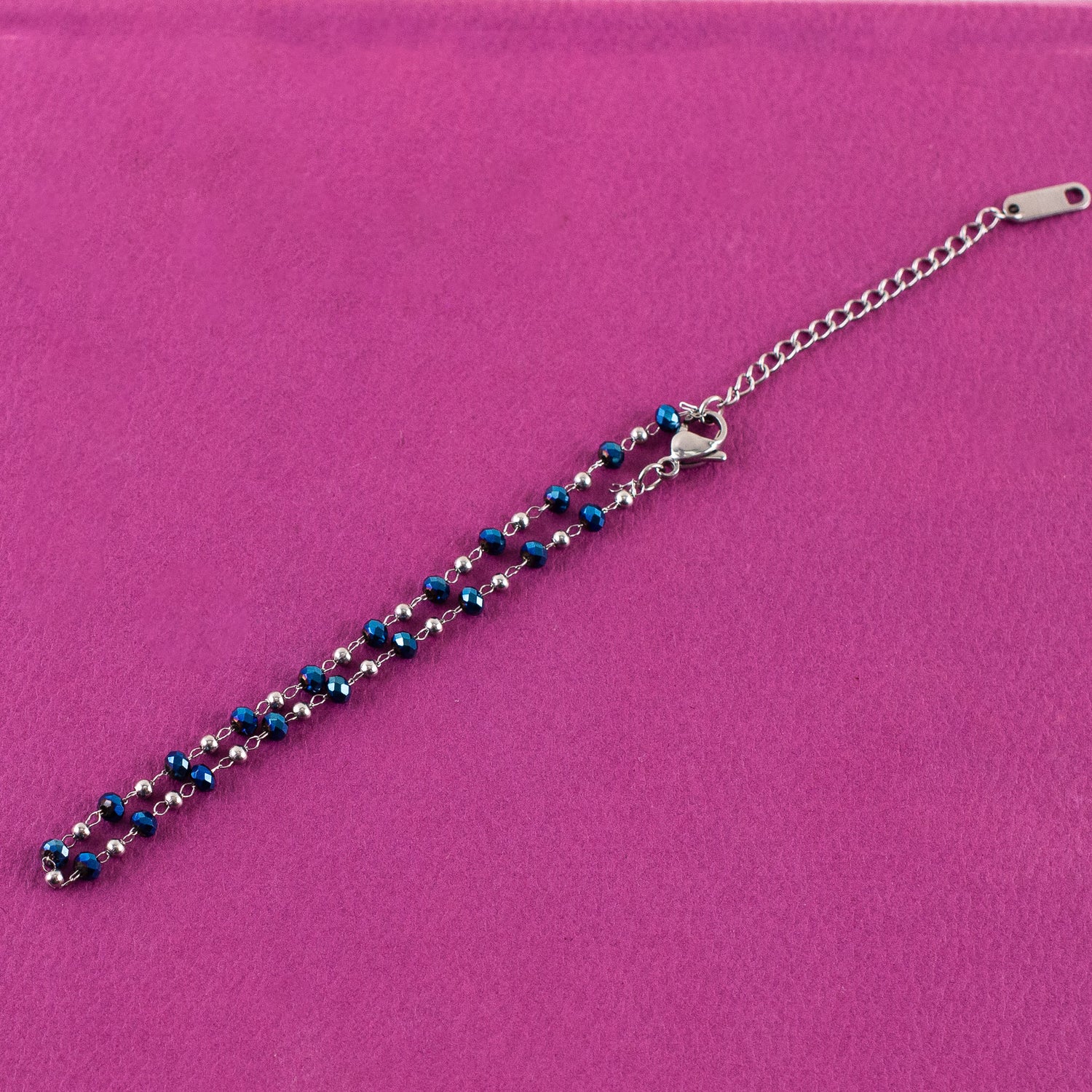 Blue Beads and Chain Anklet