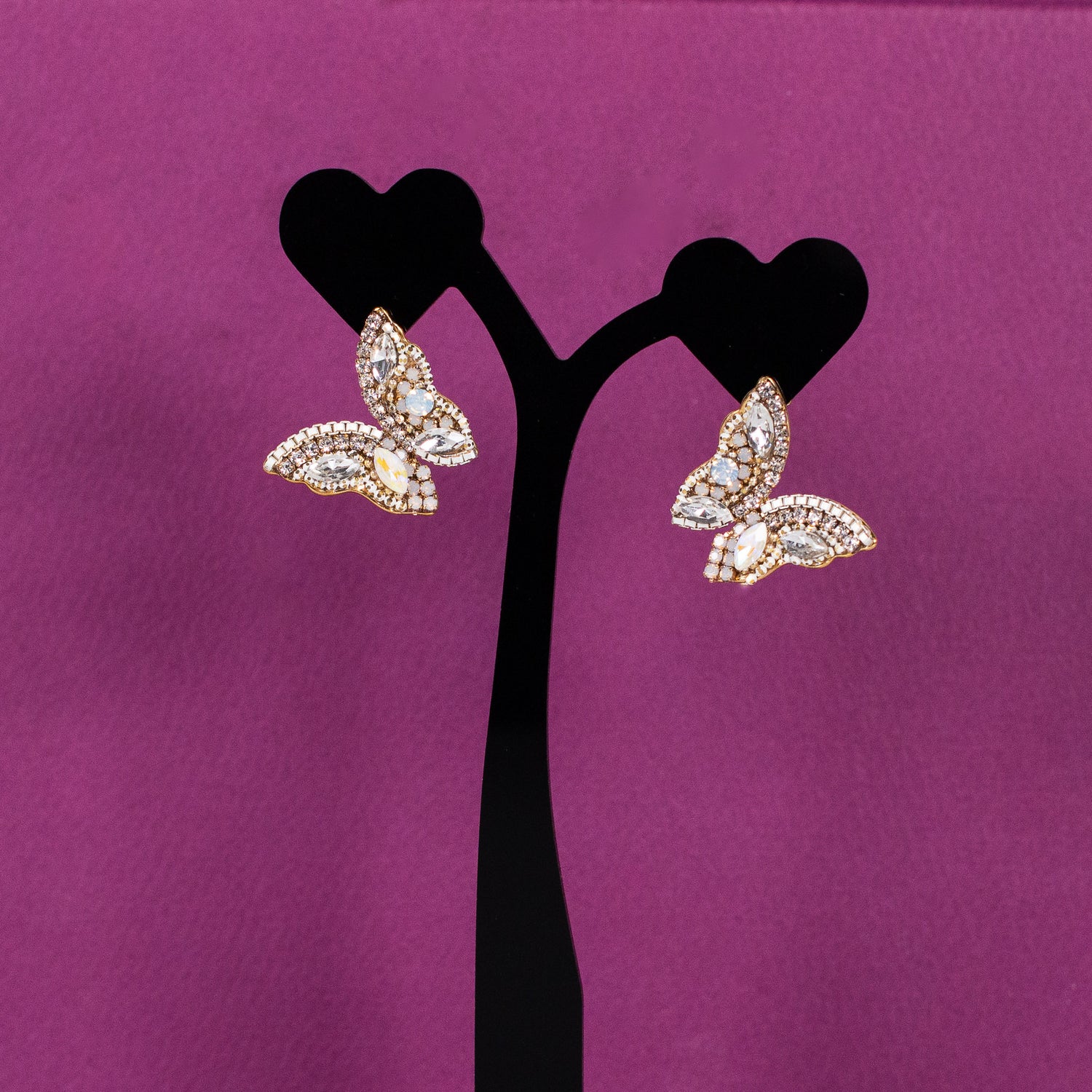 Gem Encrusted Butterfly Stud Earrings