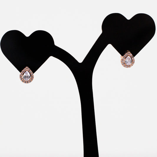 Rosegold-toned Sparkling Raindrop Earrings