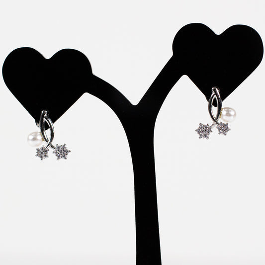 Silver-toned Drifting Snowflake Earrings