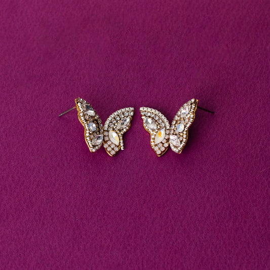 Gem Encrusted Butterfly Stud Earrings