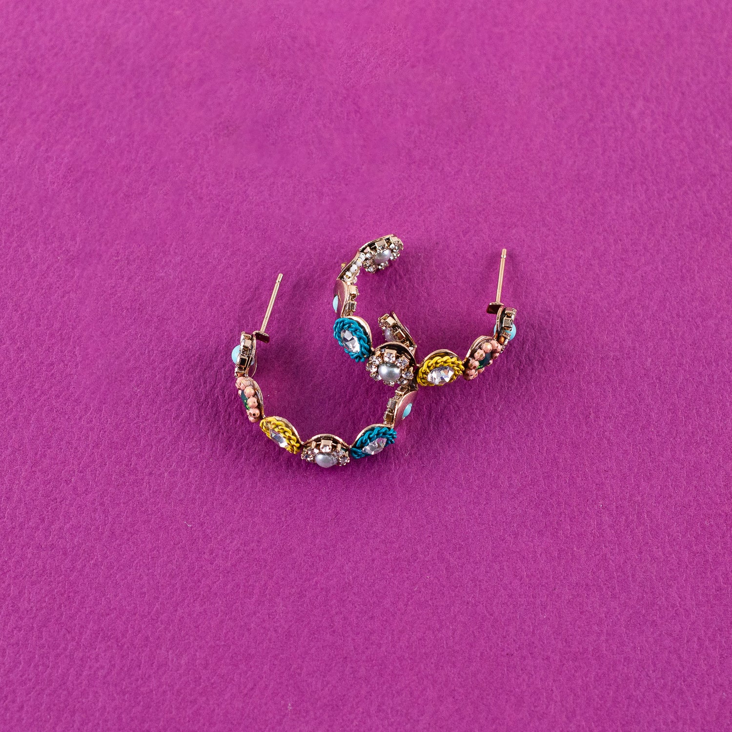 Gem Encrusted Half Hoop Earrings