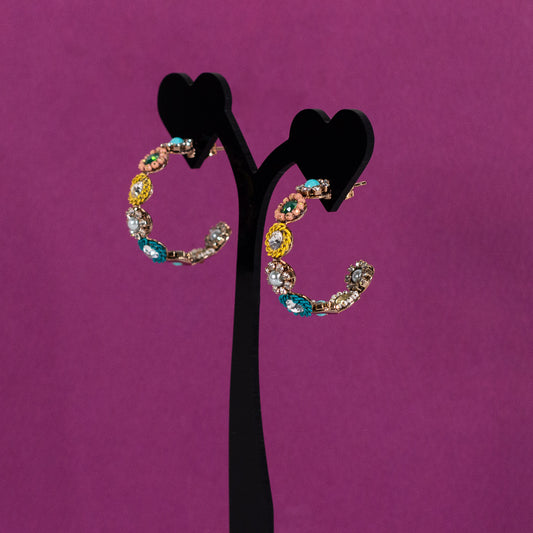 Gem Encrusted Half Hoop Earrings