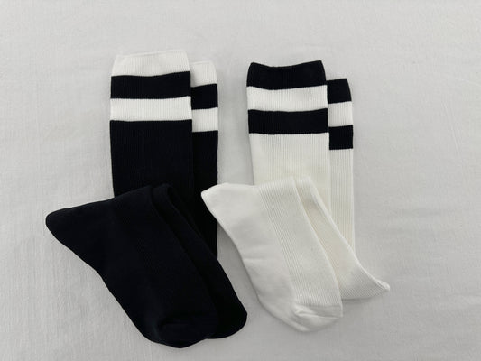 Striped Ribbed Crew Socks | Women’s Knee High